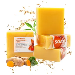 Commercio all'ingrosso delicato antiossidante puro sapone naturale curcuma per lo sbiancamento della pelle