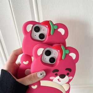 <span class=keywords><strong>Cover</strong></span> Mobile all'ingrosso cartone animato orso fragola in <span class=keywords><strong>Silicone</strong></span> custodia per telefono per Apple <span class=keywords><strong>iPhone</strong></span> 15 14 13 12 Pro Max 11 - Product Image 2