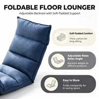 Fauteuil de sol pliable réglable en denim et lin, canapé paresseux pour salon et chambre à coucher