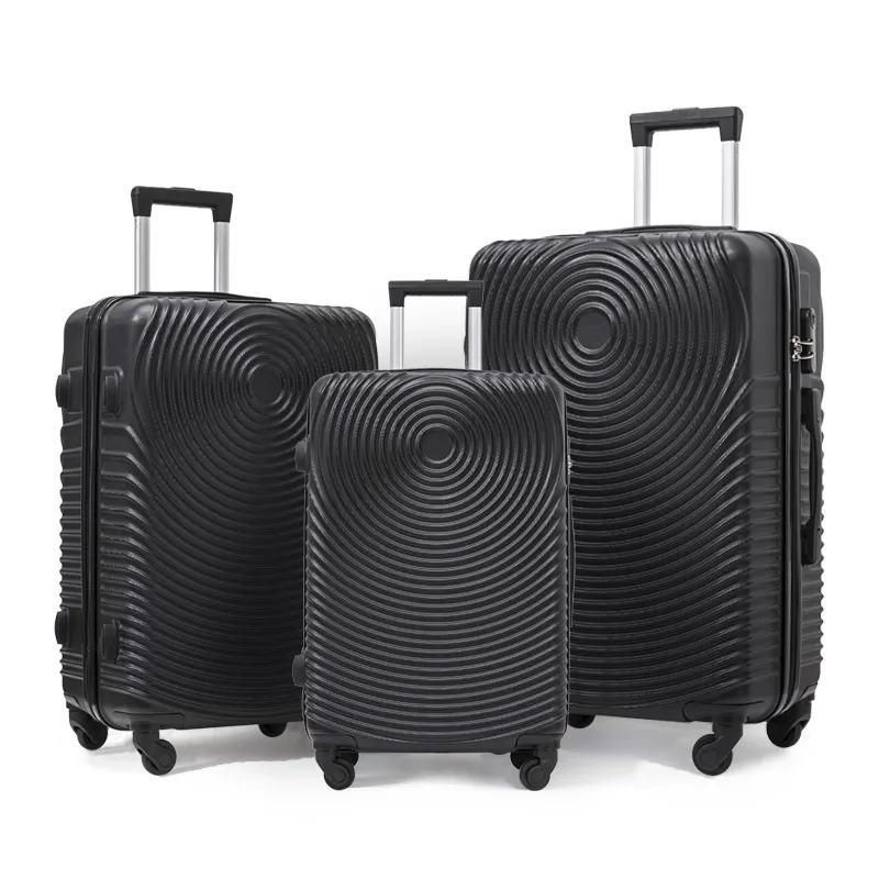 ABS-Reisetrolley-Gepäck-Sets Reisetrolley-Taschen 3-teiliger Koffer Reißverschluss-Roller Gepäcktragetasche