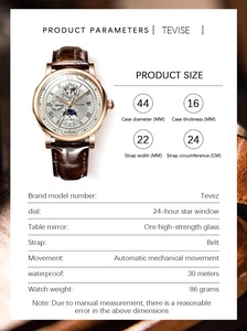 2023 Business Waterproof Mens Mechanical Watches Leather Watch for Men Moon Phase <strong>Automatic</strong> <strong>Wristwatch</strong> - Product Image 6