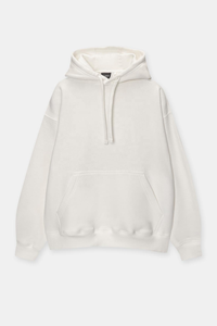 เสื้อฮู้ดดี้โอเวอร์ไซส์ผู้ชาย ผ้าฝ้ายสีขาว บุขนแกะ มีกระเป๋าจิงโจ้และเชือกผูกที่คอ เหมาะสำหรับฤดูหนาว - Product Image 5