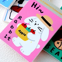 Carnet de poche A7 75x104mm 80GSM 60 feuilles lignées, bloc-notes détachable, Kawaii Animal Friends, 4 motifs, 750 pièces/carton, vente en gros