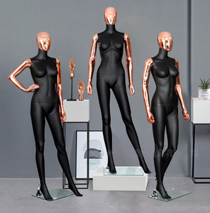 Maniquíes Negros de Moda, Maniquí Femenino de Cuerpo Completo, Maniquí de Mujer con <span class=keywords><strong>Pechos</strong></span> Grandes, Cabeza Cromada en Oro Rosa, Brazos de Maniquí - Product Image 2