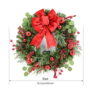 พวงหรีดคริสต์มาสประดับตกแต่งบ้านลายเบอร์รี่สีแดงสำหรับประตูหน้า - Product Image 1