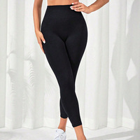 Pantalon de yoga taille haute sans coutures anti-plis pour femme, effet push-up, en Spandex/Nylon, élastique, longueur intégrale, couleur unie