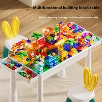 Bloques de Construcción de Plástico para Niños, Mesa de Juego y Estudio Multifuncional, Rompecabezas Educativo Ensamblable, Juguete de Regalo