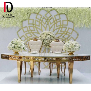 Nhà Máy Bán Buôn MDF Top Vàng Thép Không Gỉ Nửa Vòng Wedding Bàn Ăn - Product Image 4