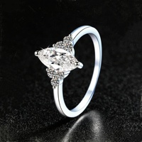 Bague de luxe en argent sterling 925 avec moissanite taille marquise pour femme, bijou délicat en argent pour mariage et fiançailles