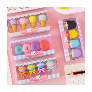 Bas prix fantaisie gomme crème glacée biscuits forme gommes pour enfants Papelera Kawai fabriqué en chine Odm Oem 3D crayon gomme pour cadeau