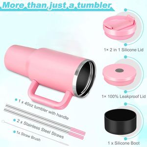 Wholesale Custom Eco-Friendly Food Grade <b>Double</b> <b>Wall</b> Stainless Steel 40oz Beer Tumbler Mugs with Handle American Style Camping - Product Image 4