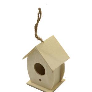 Toptan özel Logo doğal doku ahşap kuş evi asılı kuş yuva açık Pet House - Product Image 4
