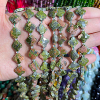 Batu Permata Ruby Zoisite Alami 10mm Bentuk Semanggi Bersegi Empat untuk Pembuatan Perhiasan Model Tactful 0280