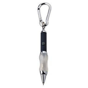 Stylo à bille avec mousqueton métallique noir et lumière bleue, outil d'écriture haut de gamme - Product Image 1