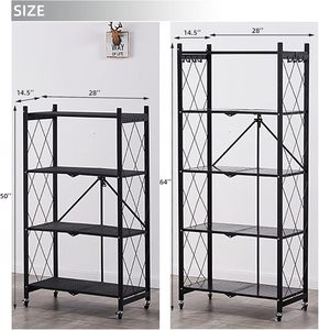 <span class=keywords><strong>Étagère</strong></span> à livres sur pied personnalisée, en métal noir avec revêtement en poudre, pour la maison, la <span class=keywords><strong>cuisine</strong></span>, 5 niveaux, pliable, <span class=keywords><strong>étagère</strong></span>s de rangement - Product Image 6