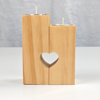 Porte-bougie en bois pour la fête des mères - Porte-bougie en bois de forme carrée avec logo personnalisé - Cadeau pour la décoration