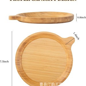 Cross-border wooden round <b>tray</b> with small handles, party banquet dessert cake plate, solid wood fruit plate, <b>dinner</b> plate - Product Image 5