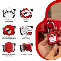 Cadenas de sécurité en plastique rouge 38 mm à livraison rapide pour la mise à l'épreuve des équipements industriels avec clé maîtresse
