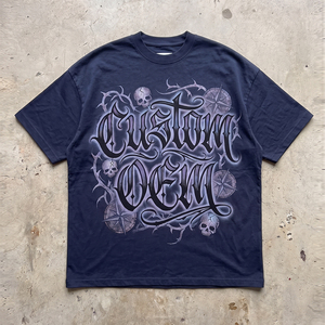 เสื้อยืดโอเวอร์ไซส์ทรงบ็อกซี่ ตัดเย็บแบบไหล่ตก สไตล์วินเทจ ทำสีซีดแบบดิสเทรส พิมพ์ลายดิจิทัล ผ้าฝ้าย 100% หนัก 330 GSM รับผลิตตามแบบ OEM - Product Image 1