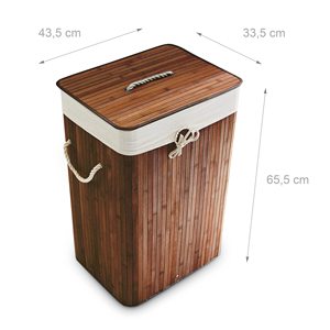 Panier à linge en bambou 83L avec couvercle et sac amovible 43,5 x 33,5 x 65,5 cm - Product Image 2