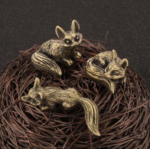 Piccola volpe in ottone statua-volpe figurina ornamento decorativo per soggiorno-commercio all'ingrosso - Product Image 5