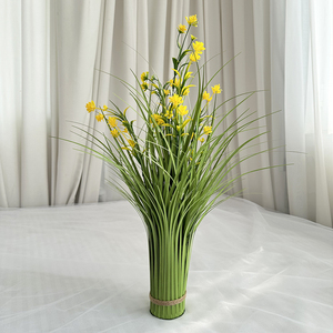 SUJING 5 têtes de fleurs artificielles en plastique, rose, herbe de <span class=keywords><strong>vanille</strong></span> et herbe de la pampa, pour les occasions du Nouvel An - Product Image 6