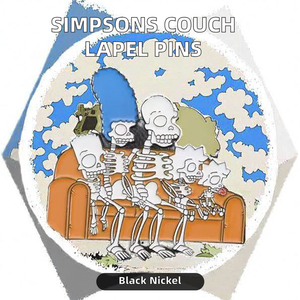 Épingles à revers en émail doux avec impression UV, motif <span class=keywords><strong>Simpsons</strong></span> amusant, finition nickel noir, pour vêtements de remise de diplôme, vente en gros - Product Image 2