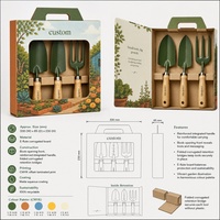 Boîte cadeau en carton ondulé E-Flute avec logo personnalisé, pour pelle à main, fourche à main, outils de jardinage modernes