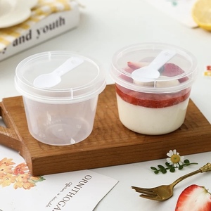 Tondo 220ml PP tazza di plastica monouso budino Yogurt latte gelatina Dessert imballaggio tazze con coperchio e cucchiaio - Product Image 4