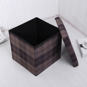 Multi Functional <b>Storage</b> Stool Square Geometric Linen Fabric <b>Entryway</b> <b>Shoe</b> Organizer Daily Necessities Standing Type - Product Image 2