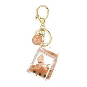 Neues Design Cartoon Niedlicher Boba-Milchflaschen-förmiger Anhänger Schlüsselanhänger Flüssiger BoBa-Schlüsselanhänger - Product Image 2