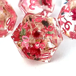 Hot Selling Flower Polyhedron Set Dice Sharp Edge Resin Dice For DND Table Game Role Playing