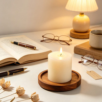 Ensemble de porte-bougies colonnes style ferme avec support flottant pour table basse, décoration de Noël