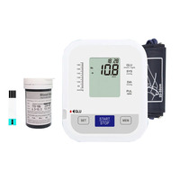 Tensiomètre de haute précision 2 en 1 avec fonction de test de glycémie, kit glucomètre sans codage