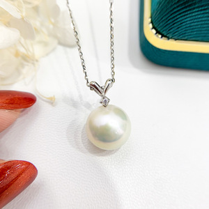 30961 Pendentif de collier DIY simple avec perles rondes plates de 9-13 mm, argent S925 et perles, accessoires de support vides pour pendentifs et breloques - Product Image 2