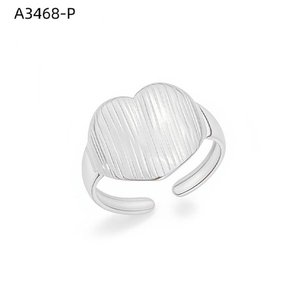 Anillo de cóctel con forma de corazón Amy Amy, chapado en plata 925, para mujer, regalo, joyería, estilo moderno, uso diario - Product Image 1