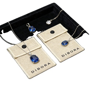 Bolsa de Joyería con Botón y Logotipo Impreso Personalizado, de Lona de Algodón Natural Ecológica - Product Image 1