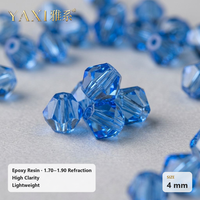 Perles Bicones Facettées en Kyanite Brillante 4mm en Résine Époxy, Perles Libres avec Trou pour Tissus Chambray, Seersucker, Gingham, Voile et Crêpe