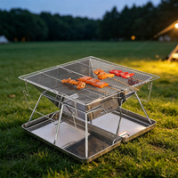 Barbecue portable pliable en acier inoxydable pour camping, foyer extérieur, grille à bois pour usage extérieur