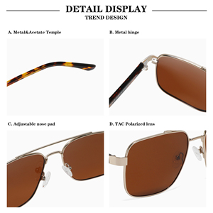 2025 nueva moda diseñador de lujo gafas de sol doble puente Vintage oro gafas de sol Retro logotipo personalizado gafas de sol de Metal para hombres - Product Image 6