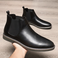 Nouvelles bottes de travail vintage britanniques pour hommes, mi-mollet, respirantes, en PU artificiel, antidérapantes, grandes tailles, pour l'automne