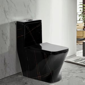 Hiện đại tráng men gốm sứ vệ sinh phòng tắm <span class=keywords><strong>WC</strong></span> Matte đen hình vuông inodoro gốm washdown một mảnh nhà vệ sinh bát - Product Image 1