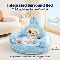 Lit pour animaux de compagnie en peluche de dessin animé pour chats et petits chiens, canapé-lit moelleux avec fond antidérapant