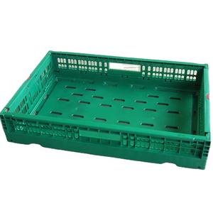 supermarket reusable food grade 23.6x15.7x4.72 inch collapsible feature perforated type plastic storage folding crates for fruit