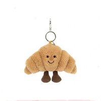 Puff Bear Barcelona Bear Aubergine Croissant-stijl PP-katoen gevuld Superzacht pluche stressverlichtende hanger Verjaardagscadeau