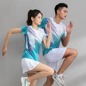 schnell trocknende atmungsaktive badmintonbekleidung anzug herren und damen kurze Ärmel tischtennistennisbekleidung sportbekleidung