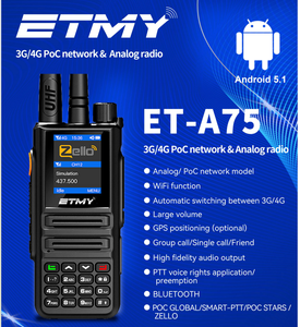 Radio transceptor walkie talkie global ET-A75 analógico + Android POC. Bluetooth, wifi, 4G/3G/2G, GPS, Zello, PTT global, PTT en tiempo real - Product Image 6
