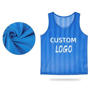 2026工厂快干聚酯透气软条纹定制运动队篮球服训练足球背心足球围兜 - Product Image 3