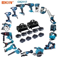 EKIIV High Quality 4AH 5ah 6ah Battery 18v 20v Power Tools Set Combo Kit Cordless Electrician Tools Kit Herramientas