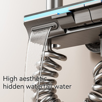 Ensemble de douche moderne à double poignée avec affichage de la température, design clavier de piano poli, robinetterie murale thermostatique